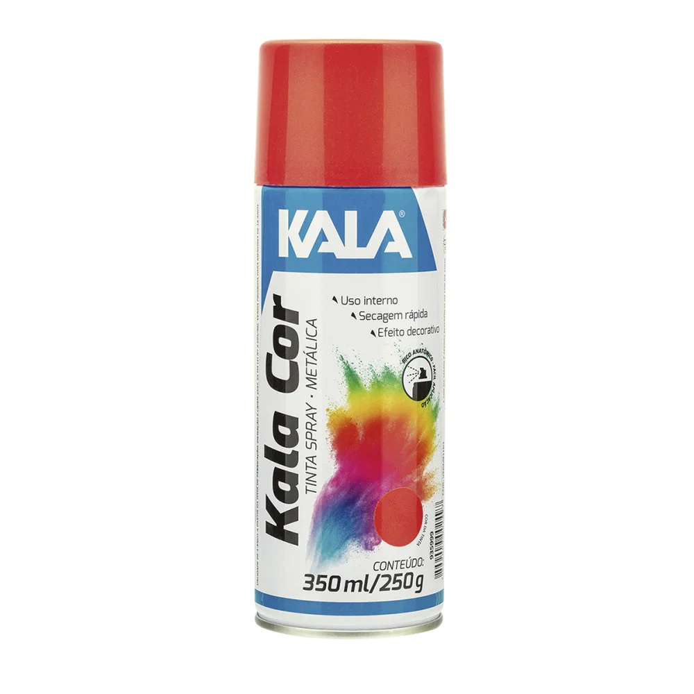 Tinta Spray Metálico Vermelho 350Ml Kala