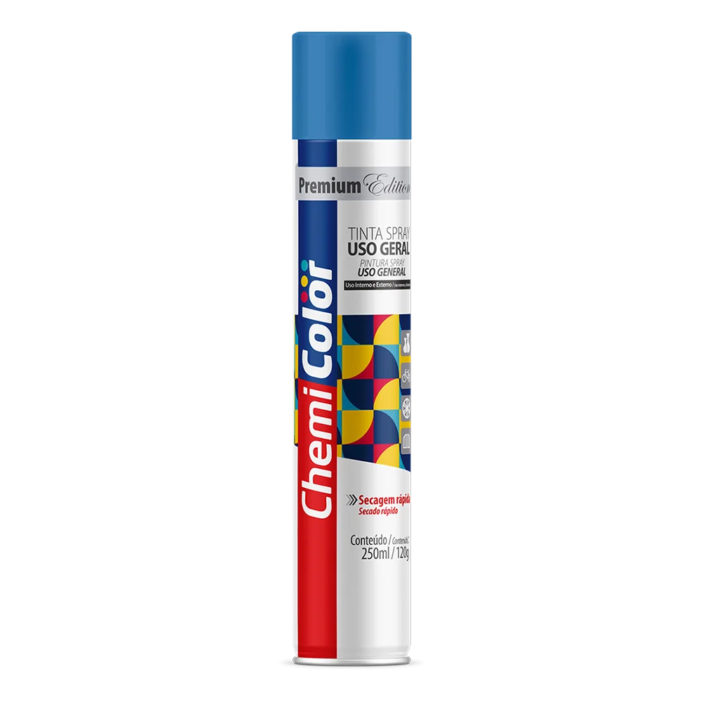 Tinta Spray uso Geral 250Ml/120G Azul Claro Chemicolor