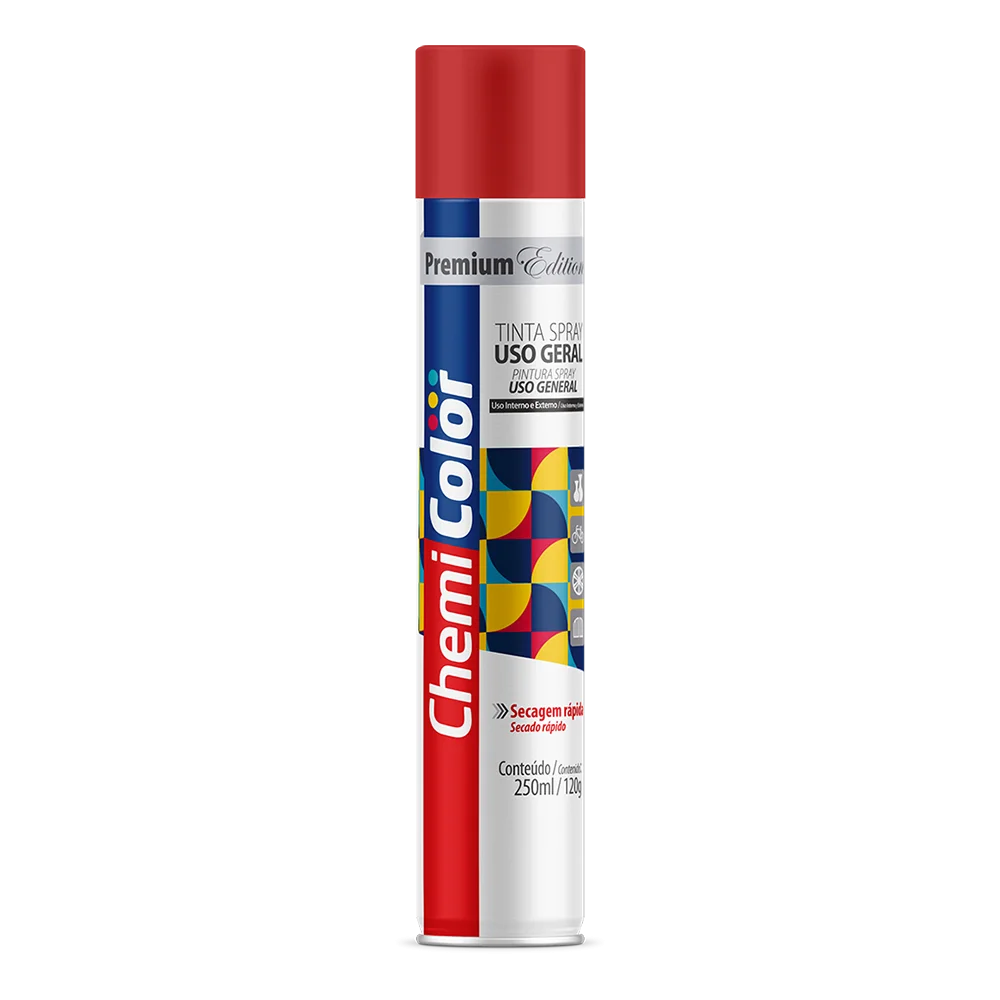 Tinta Spray uso Geral 250Ml/120G Vermelho da Chemicolor