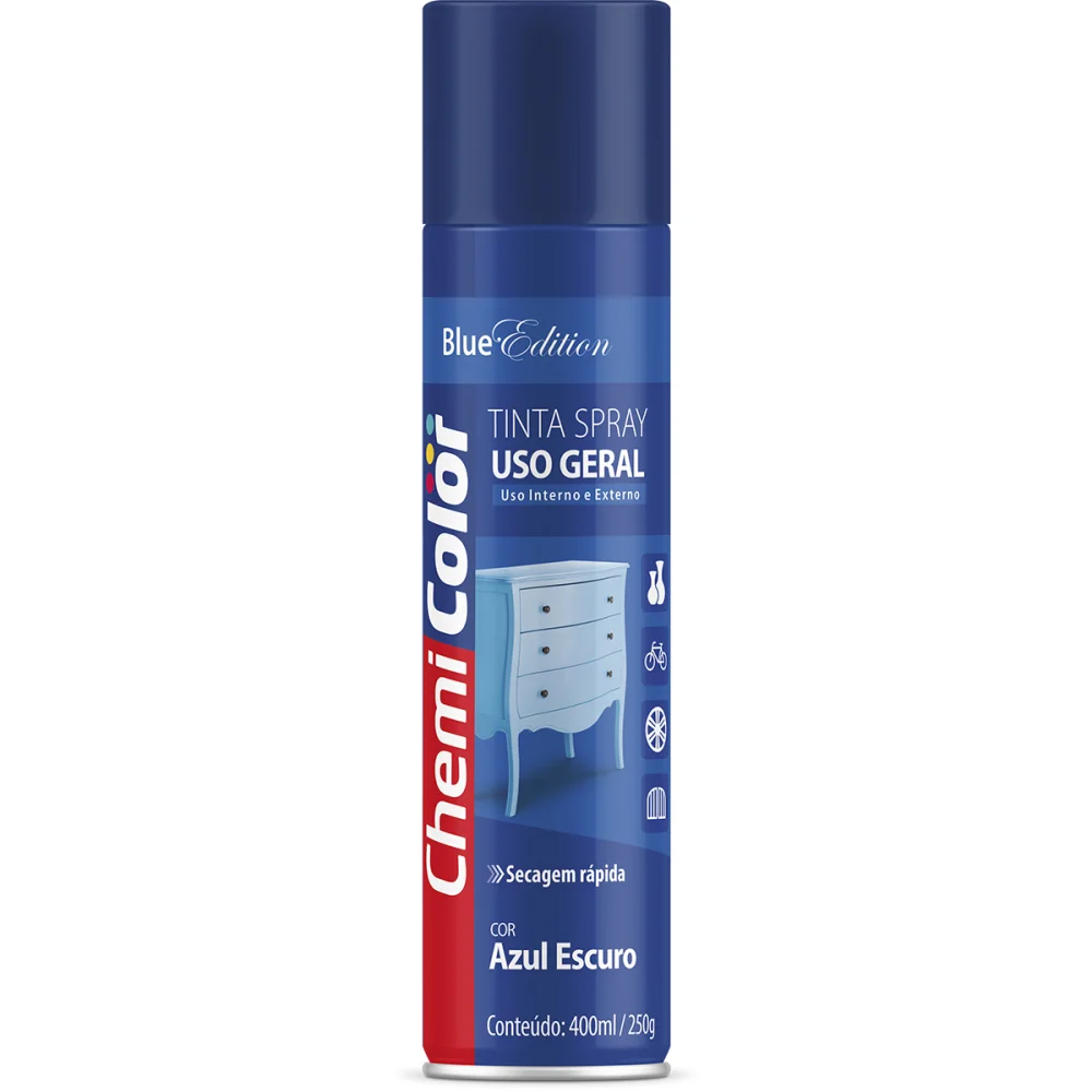 Tinta Spray uso Geral 400Ml/250G Azul Escuro Chemicolor