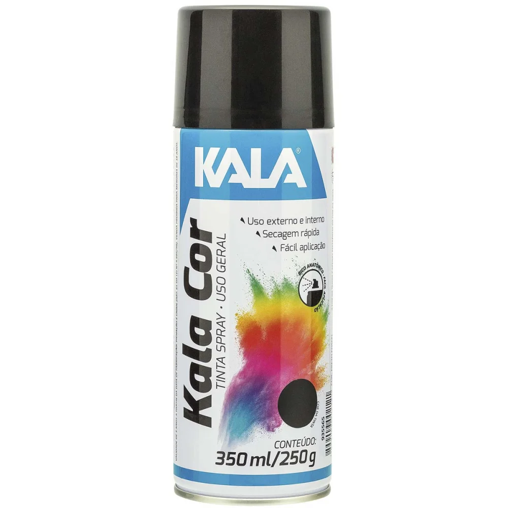 Tinta Spray para uso Geral Preto Fosco 350Ml Kala