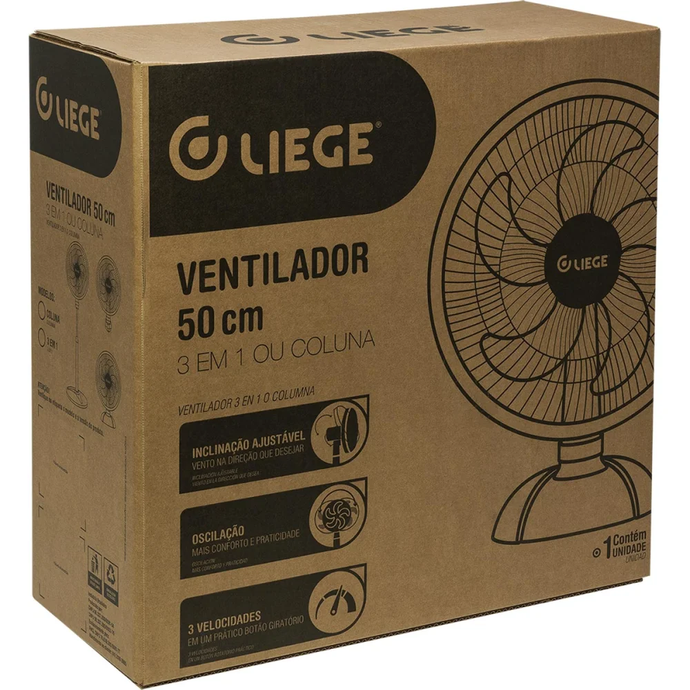 Ventilador de Coluna Preto 50Cm 130W 220V Liege