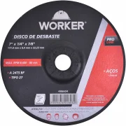 Disco Desbaste Aço 177,8X6,4X22,23Mm Worker Disco Desbaste Aço 177,8X6,4X22,23Mm Worker