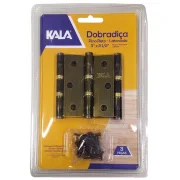 Dobradiça Pino Reto 3.1/2X3 Latonado 866920 Kala Dobradiça Pino Reto 3.1/2X3 Latonado 866920 Kala