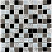 Pastilha de Vidro Preto-Prata 30Cmx30Cm Liege Pastilha de Vidro Preto-Prata 30Cmx30Cm Liege