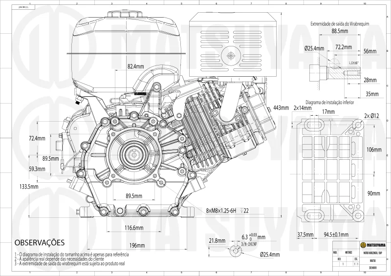 Motor Horizontal - 13 HP Gasolina