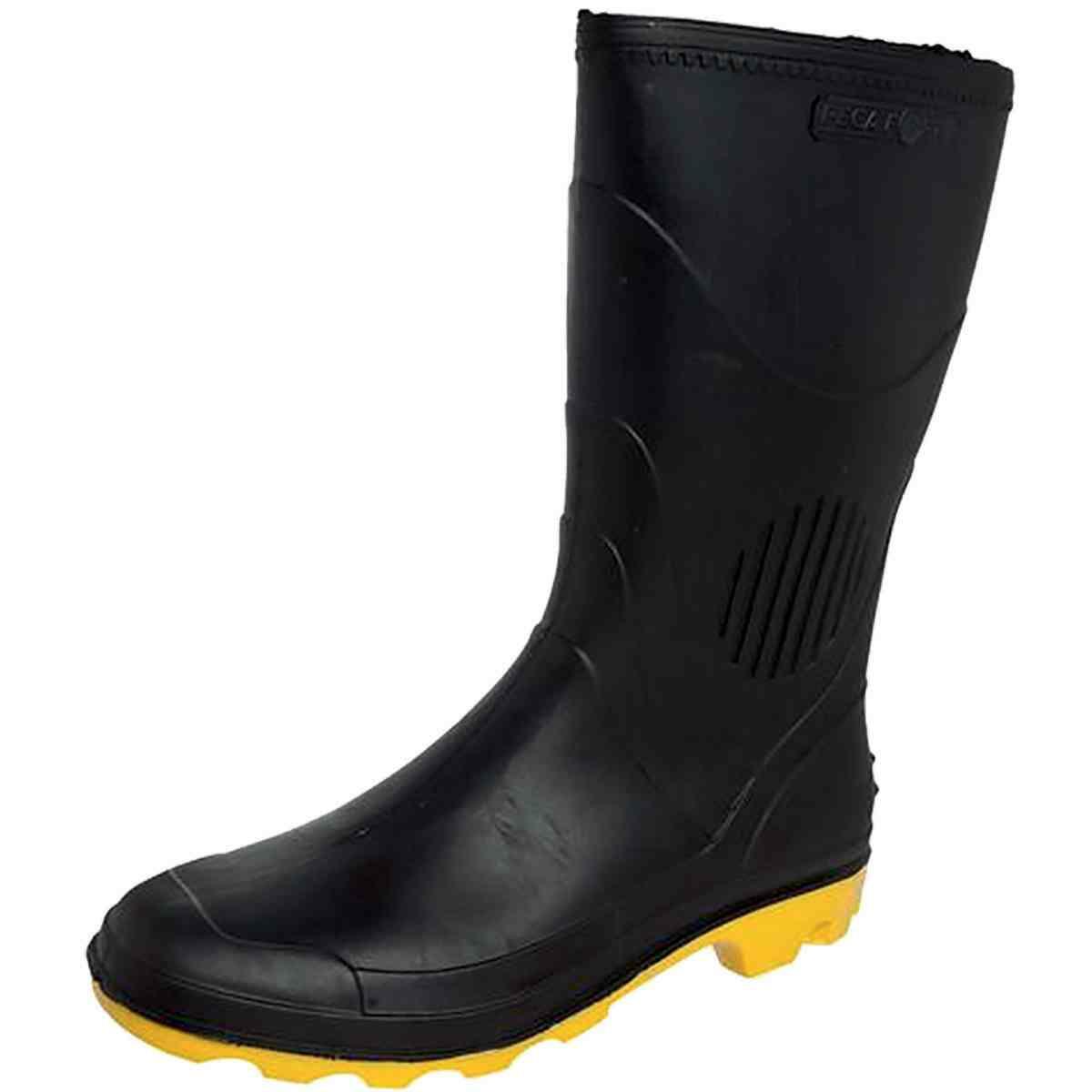 Bota Pvc Preto/amarelo N38 Cano Médio Com Forro Grendene