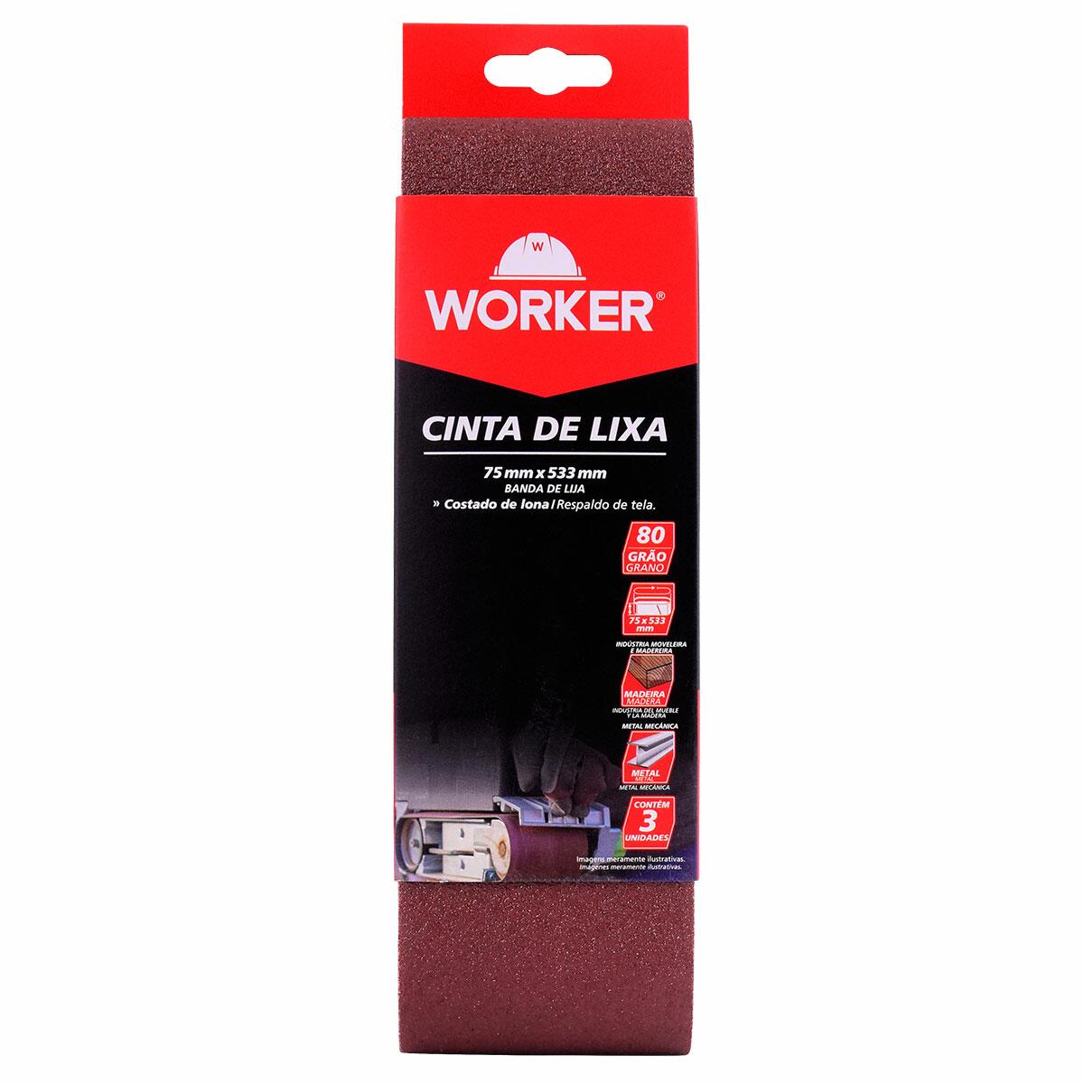 Cinta De Lixa Costado De Lona Grão 80 75X533Mm Worker