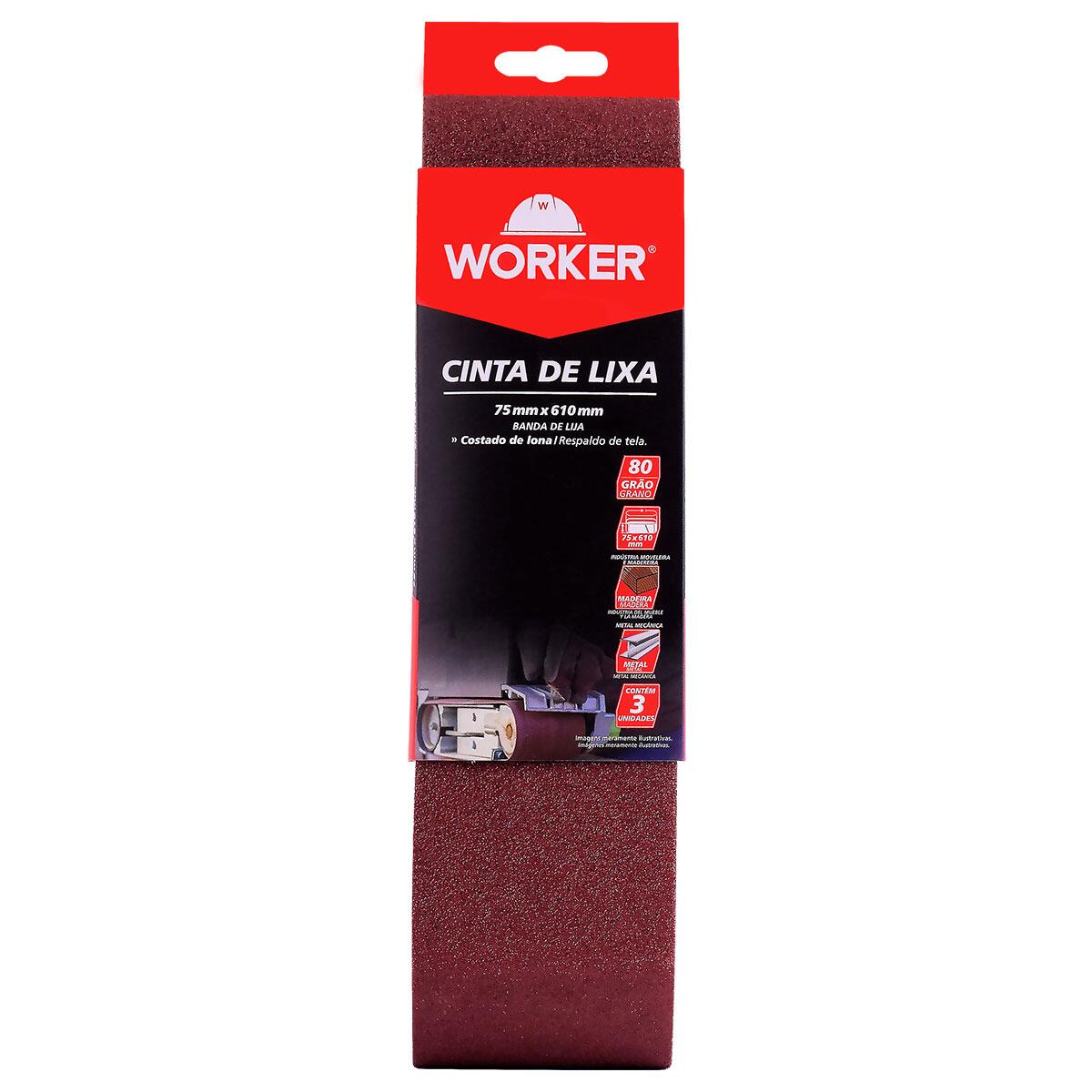 Cinta De Lixa Costado De Lona Grão80 75X610Mm Worker