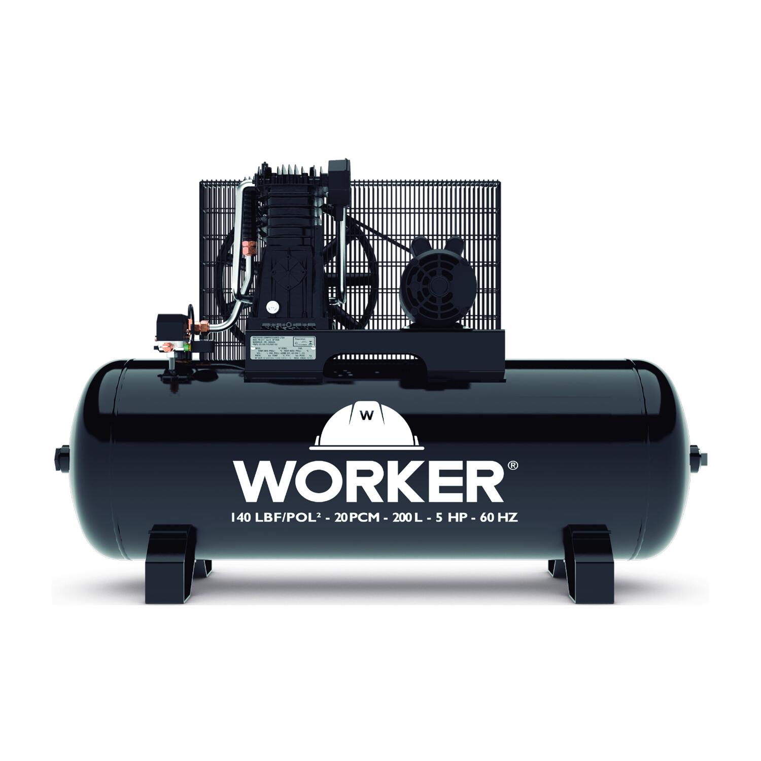 Compressor De Ar 20Pcm 140Psi 200 Litros - 220/380V Trifásico Worker