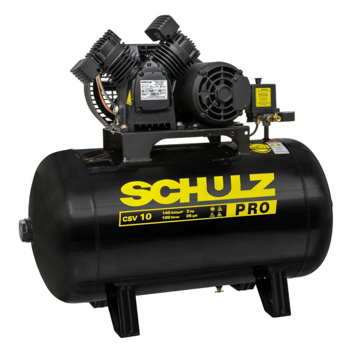 Compressor De Ar Csv10/100 Pro 10Pcm 2Cv 100L Mono 220V Schulz