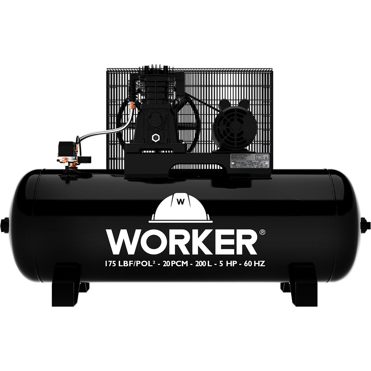 Compressor De Ar Industrial 20Pcm 175Psi - 5Hp Trifásico 220V/380V Worker