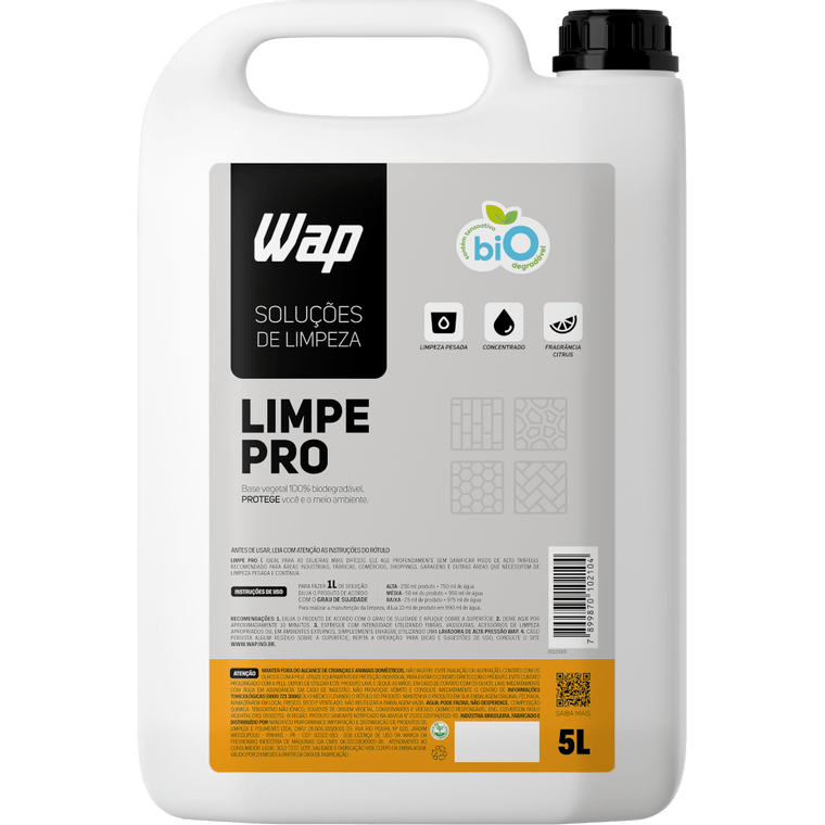 Detergente Concentrado Para Limpeza Pesada Limpe Pro 5L Wap
