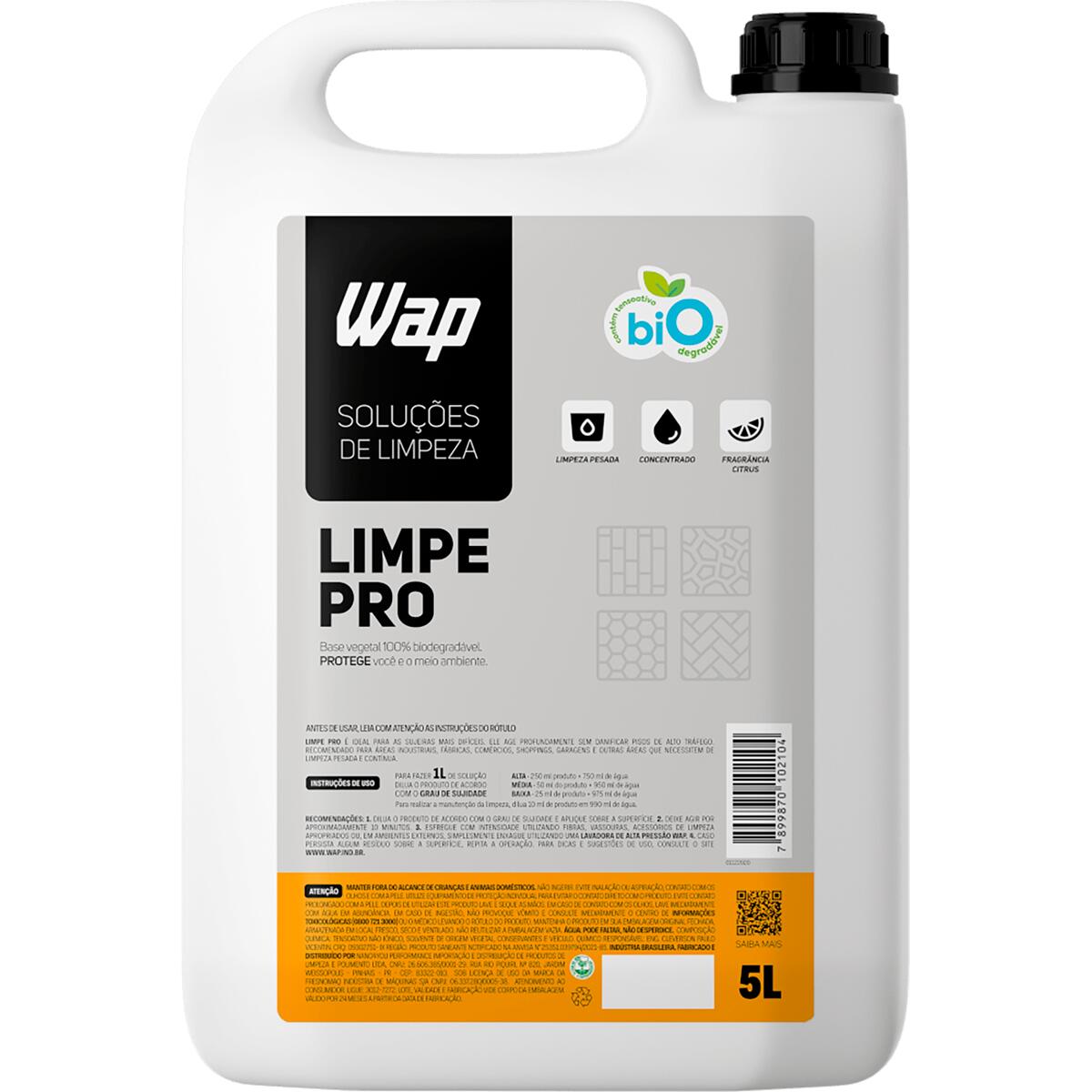 Detergente Concentrado Para Limpeza Pesada Limpe Pro 5L Wap