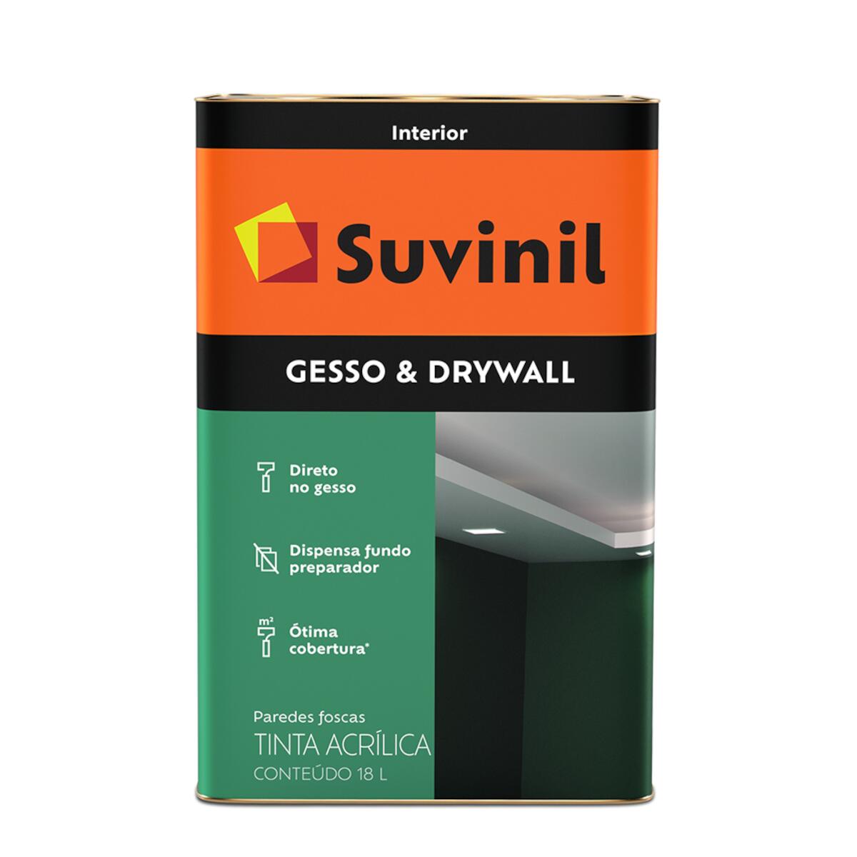 Tinta Fixadora Para Gesso & Drywall Fosco Branca 18L Suvinil