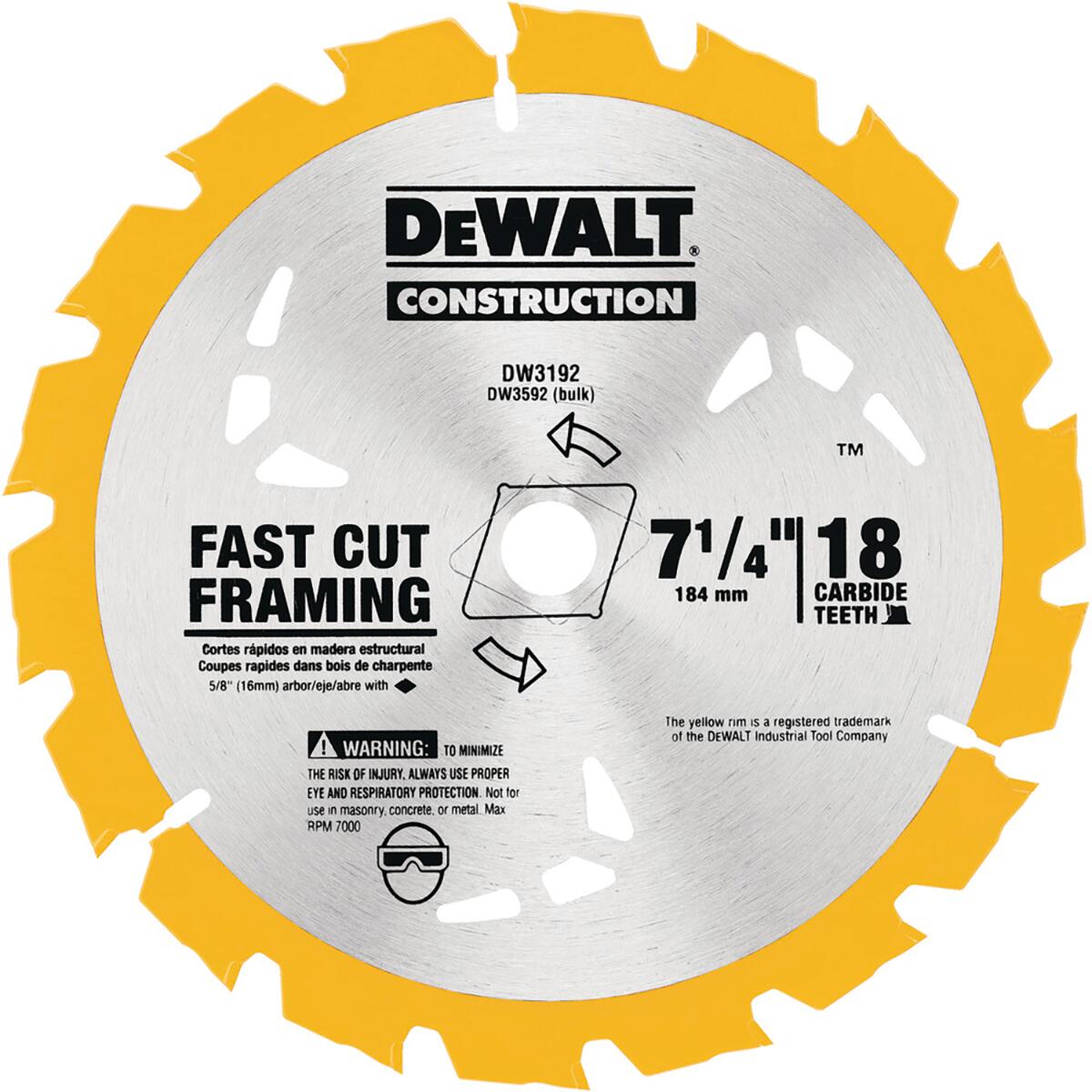 Disco Para Serra Circular 7.1/4” 18 Dentes Dw3192 Dewalt