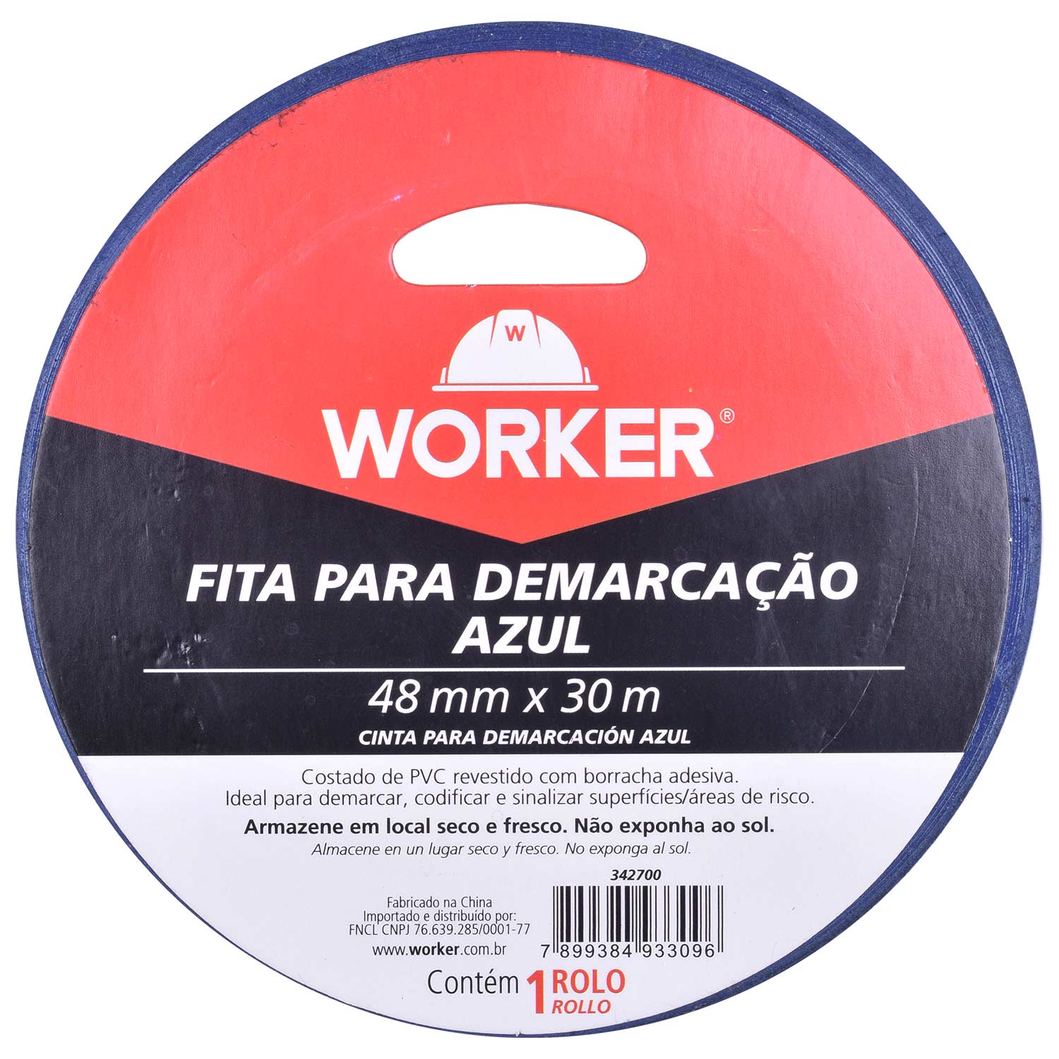 Fita Adesiva Para Demarcação Azul 48Mm X 30M Worker