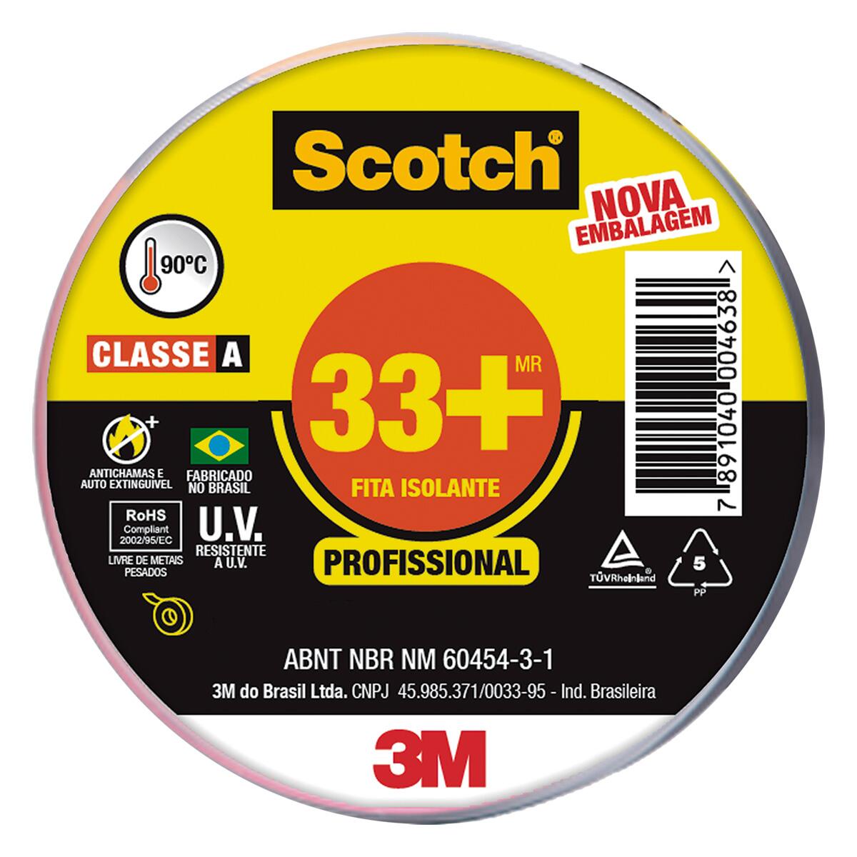 Fita Isolante Scotch 33+ Para Uso Profissional 19Mmx10M 3M