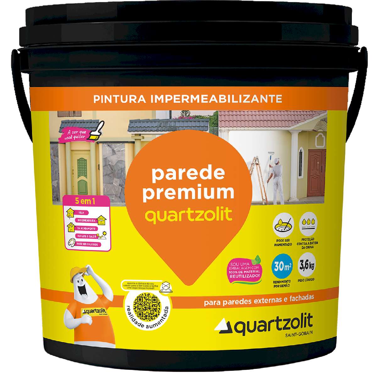 Impermeabilizante De Parede Premium Branco 3,6Kg Quartzolit