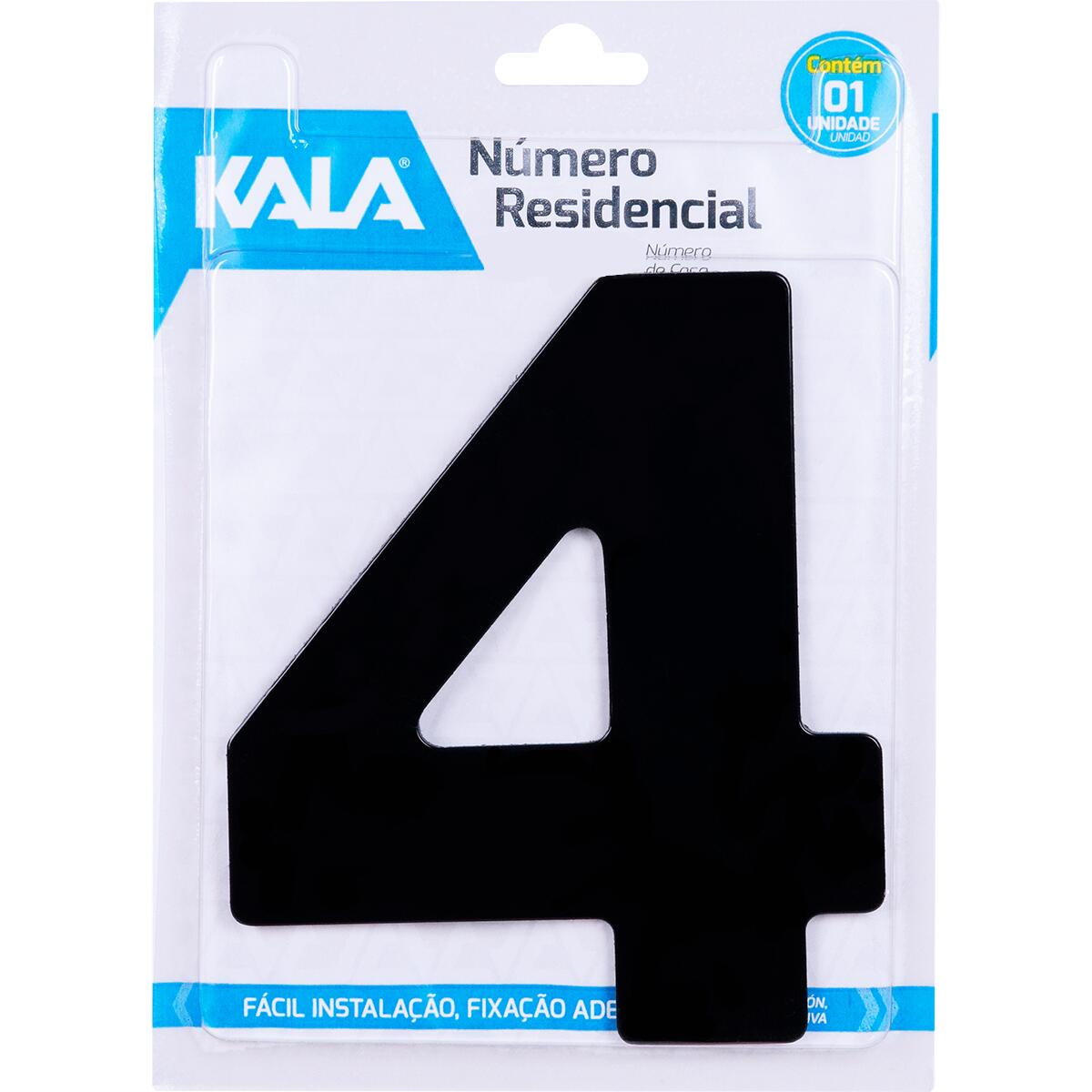 Número Residencial N°4 Preto 18	5Cm Kala