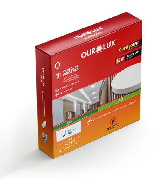 Painel De Led Com Sensor De Presença Redondo 18W 6500K Ourolux