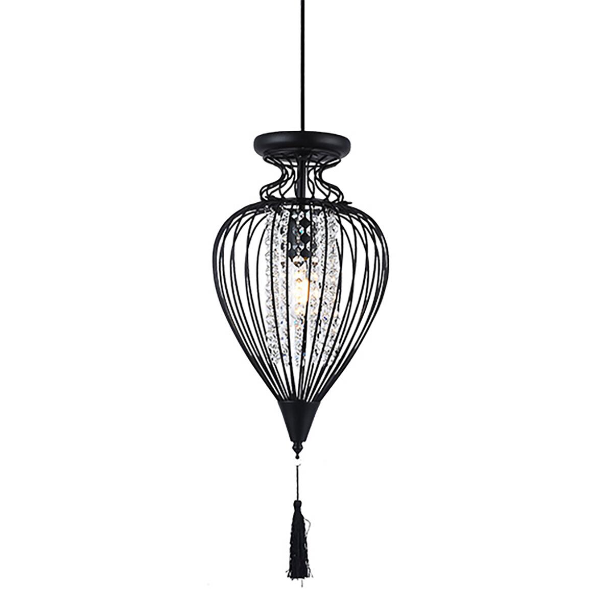 Pendente Istambul M Em Metal E Cristal Preto 1Xe27 40W Biv Taschibra