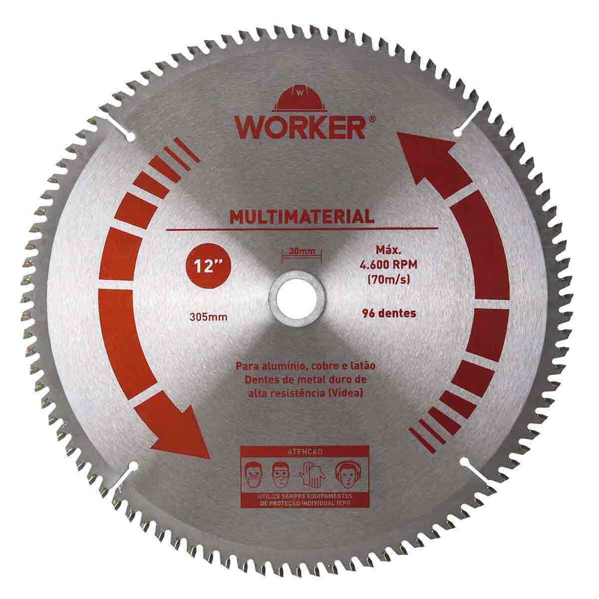 Disco De Serra Multimaterial 12' 96 Dentes 30Mm Worker