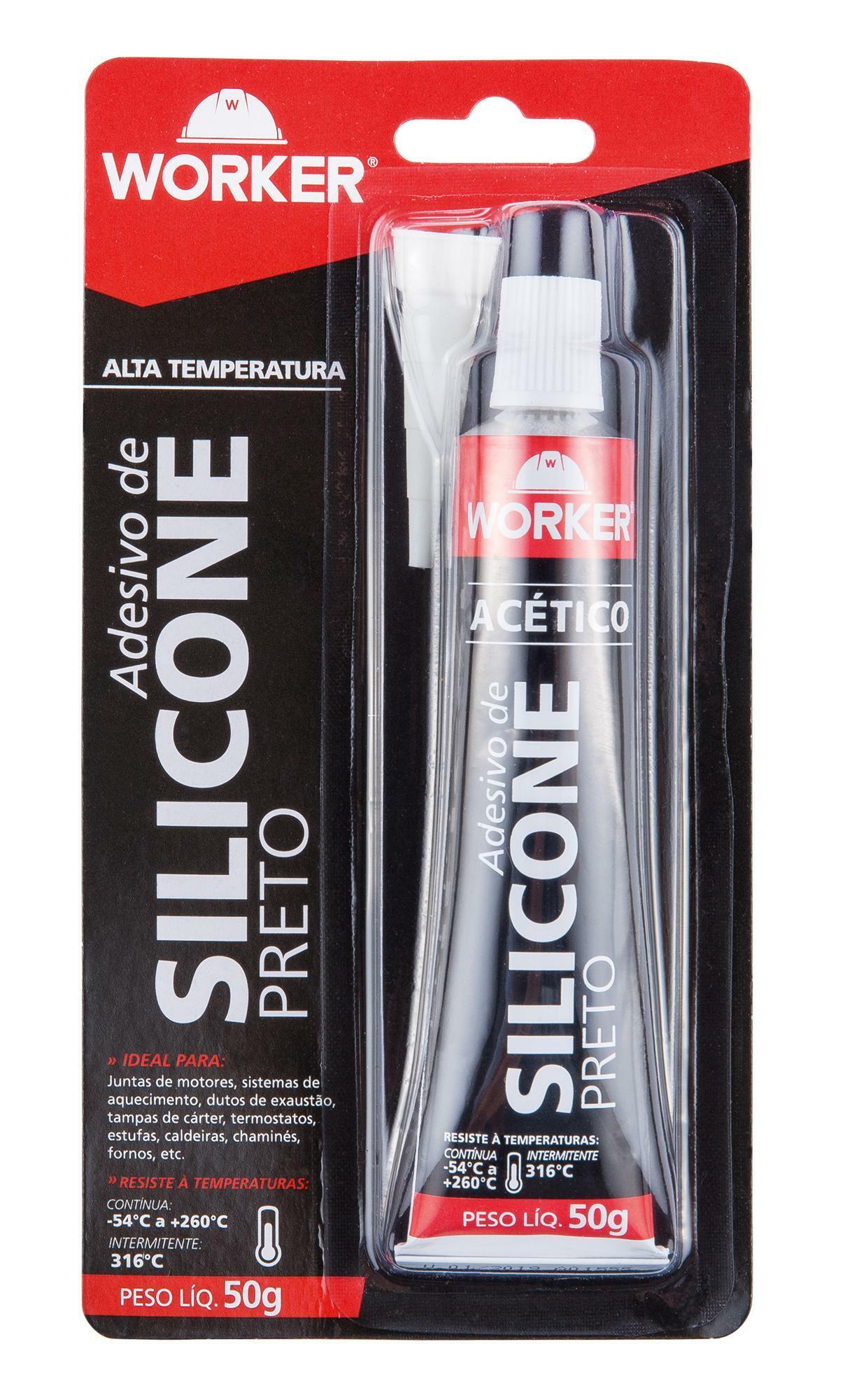 Silicone Acético Alta Temperatura Preto 50G Worker