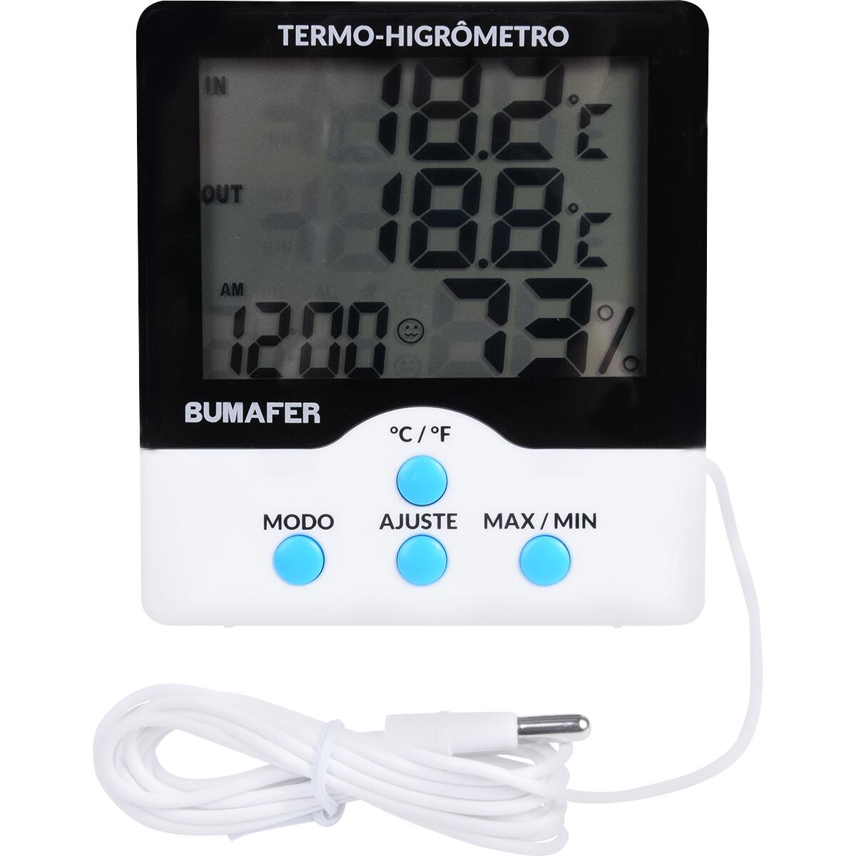 Termo Higrômetro Digital De Temperatura E Umidade 1	5M Bumafer