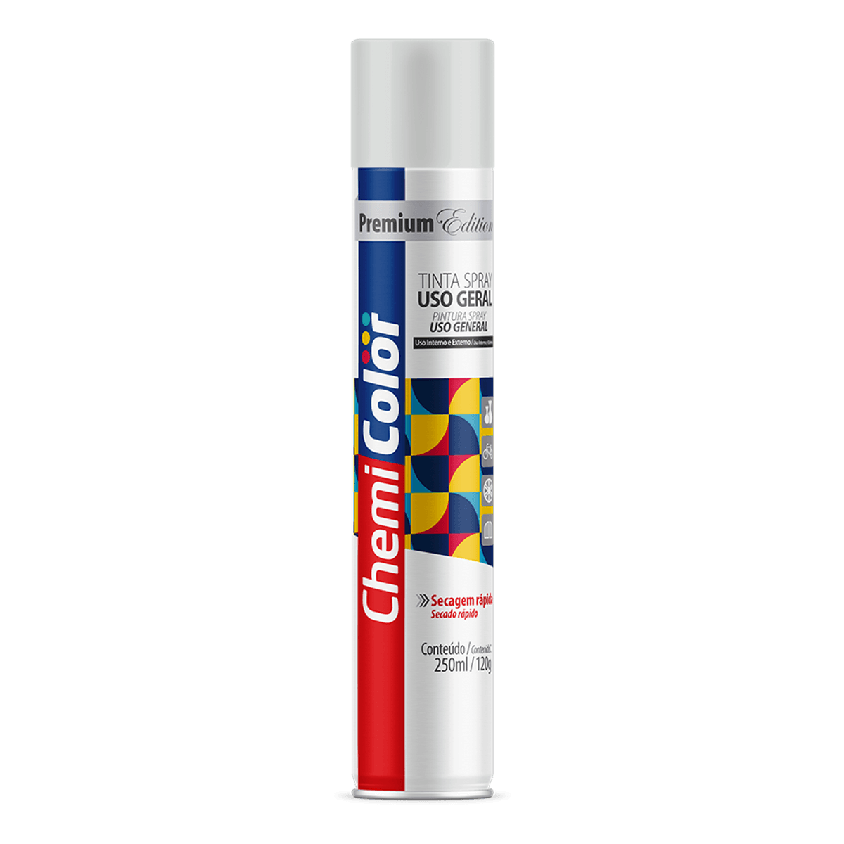 Tinta Spray Uso Geral 250Ml/120G Branco Brilh Chemicolor