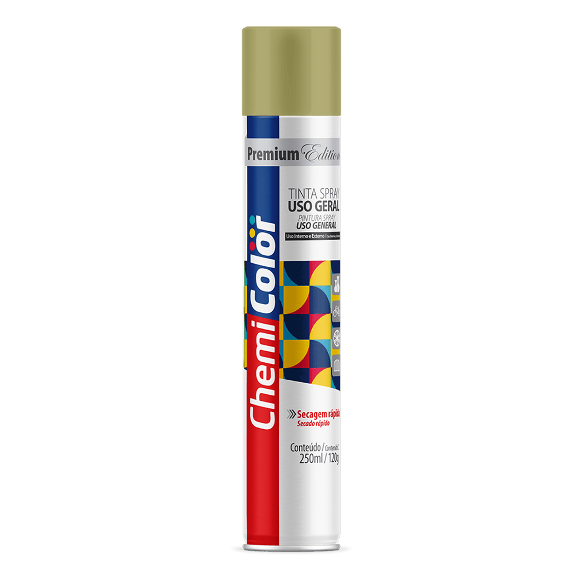 Tinta Spray De Uso Geral 250Ml/120G Dourada Chemicolor