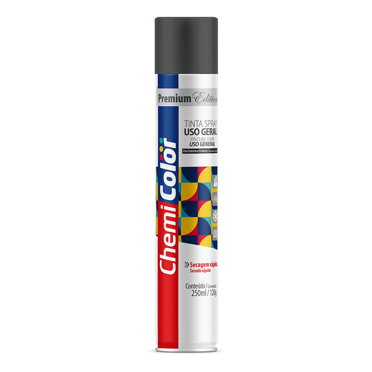 Tinta Spray Uso Geral 250Ml/120G Grafite Da Chemicolor