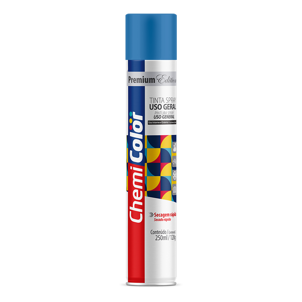 Tinta Spray Uso Geral 250Ml/120G Azul Claro Chemicolor